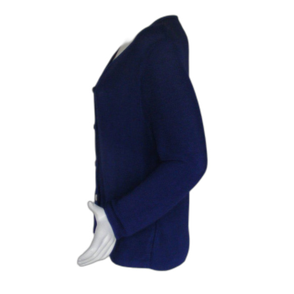 PRIVATE EDITION/CHICOS Cardigan, M/L, Mesh look, Blue, MOP buttons - Picture 6 of 10